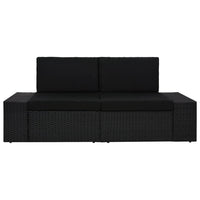 Thumbnail for Modulares 2-Sitzer-Sofa Poly Rattan Schwarz