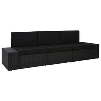 Thumbnail for Modulares 3-Sitzer-Sofa Poly Rattan Schwarz