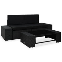 Thumbnail for 3-tlg. Garten-Lounge-Set Poly Rattan Schwarz