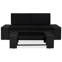 Thumbnail for 3-tlg. Garten-Lounge-Set Poly Rattan Schwarz