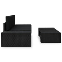 Thumbnail for 3-tlg. Garten-Lounge-Set Poly Rattan Schwarz