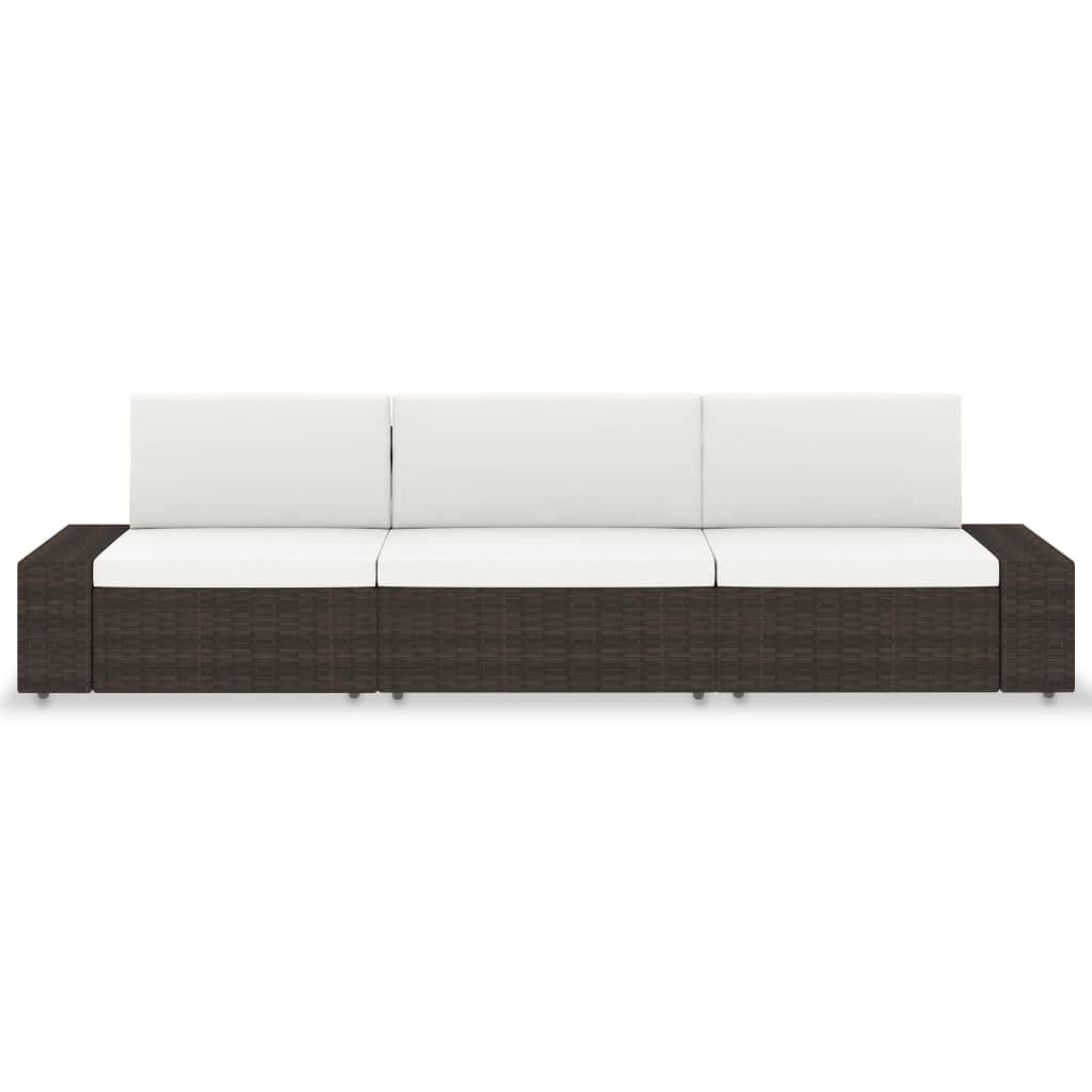 Modulares 3-Sitzer-Sofa Poly Rattan Braun