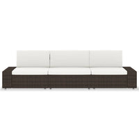 Thumbnail for Modulares 3-Sitzer-Sofa Poly Rattan Braun