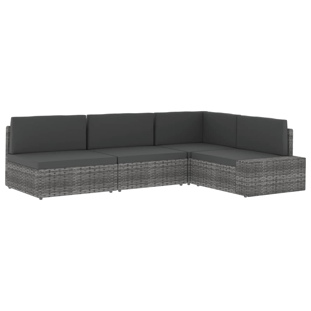 Modulares Sofa-Eckteil mit Armlehne (links) Poly Rattan Grau