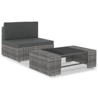 Thumbnail for 2-tlg. Garten-Lounge-Set Poly Rattan Grau