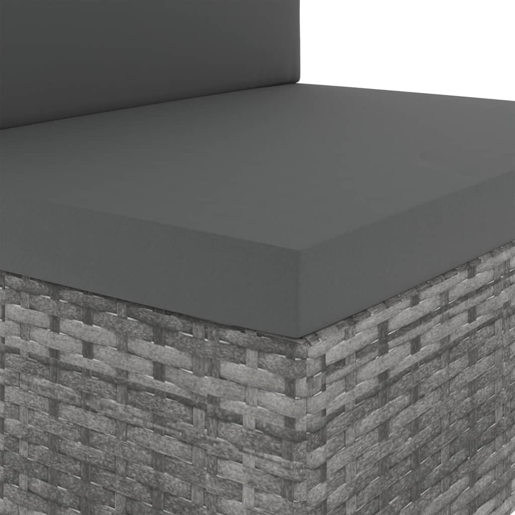 Modulares 3-Sitzer-Sofa Poly Rattan Grau