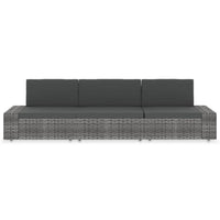 Thumbnail for Modulares 3-Sitzer-Sofa Poly Rattan Grau