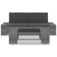 Thumbnail for 3-tlg. Garten-Lounge-Set Poly Rattan Grau