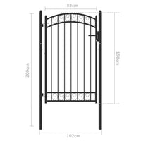 Thumbnail for Zauntor mit Gewölbter Spitze Stahl 100x150 cm Schwarz