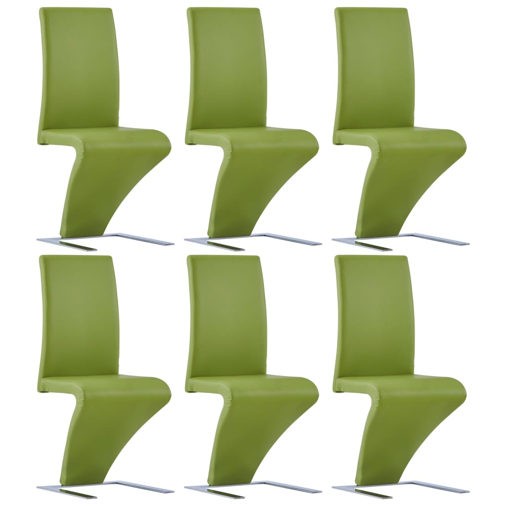 Esszimmerstühle in Zick-Zack-Form 6 Stk. Grün Kunstleder