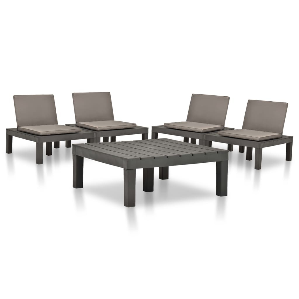 5-tlg. Garten-Lounge-Set Kunststoff Anthrazit