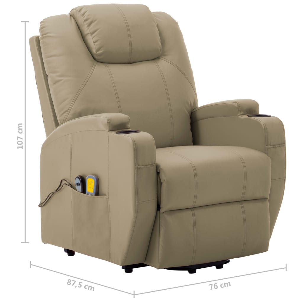 Massagesessel mit Aufstehhilfe Cappuccino-Braun Kunstleder