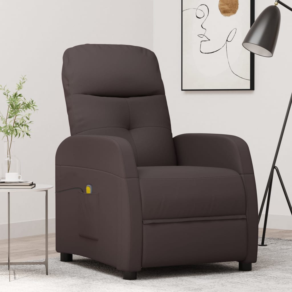 Massagesessel Dunkelbraun Stoff