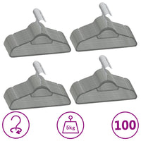 Thumbnail for 100 Stk. Kleiderbügel-Set Anti-Rutsch Grau Samt