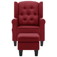 Thumbnail for Massagesessel mit Hocker Weinrot Stoff