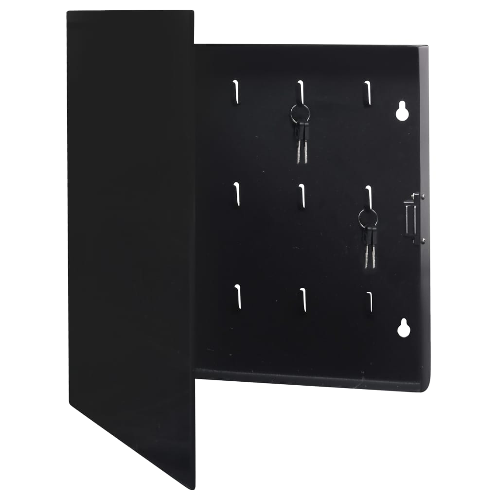 Schlüsselkasten mit Magnettafel Schwarz 35x35x5,5 cm
