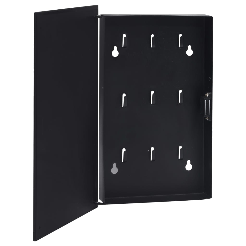 Schlüsselkasten mit Magnettafel Schwarz 30x20x5,5 cm