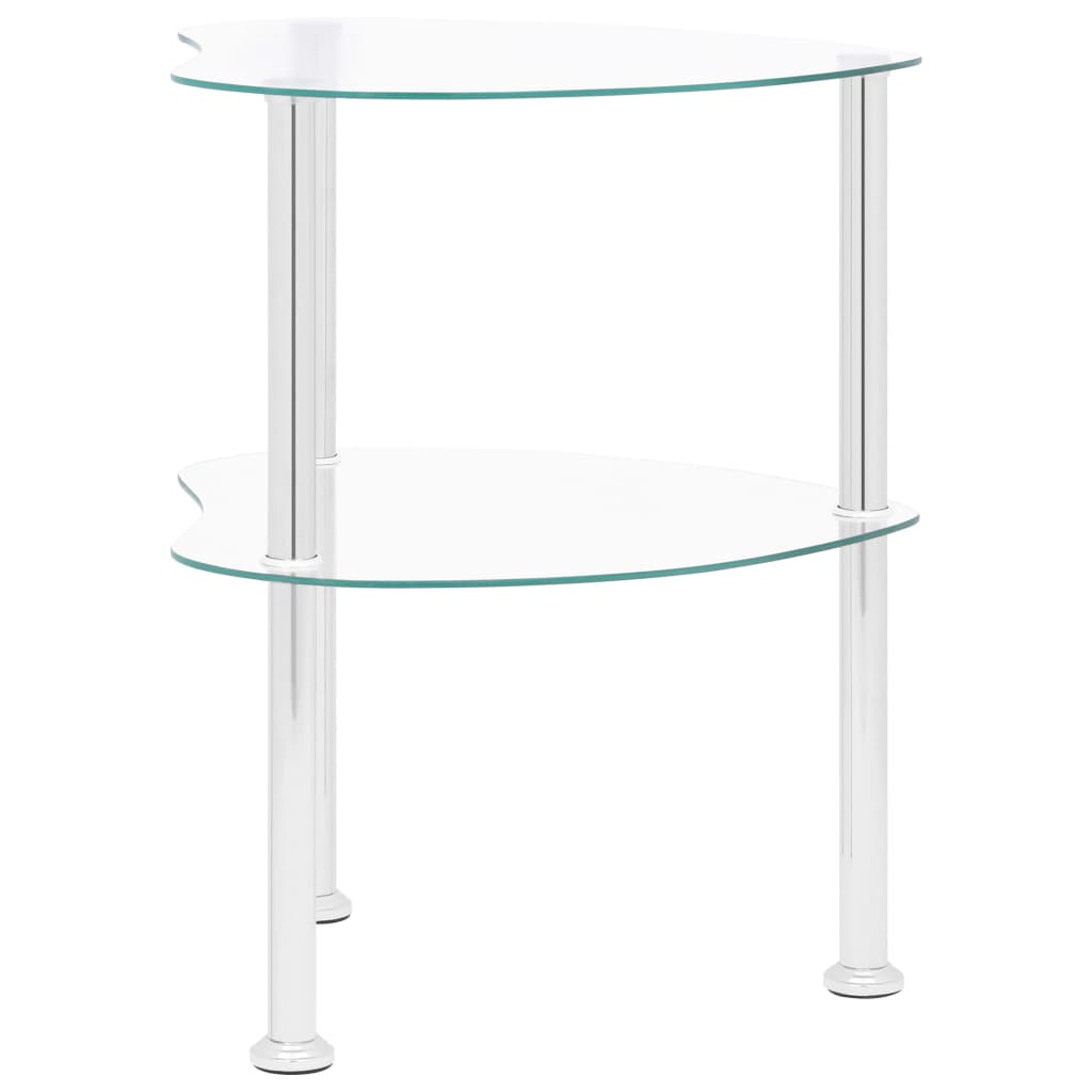 Beistelltisch mit 2 Ablagen Transparent 38x38x50 cm Hartglas