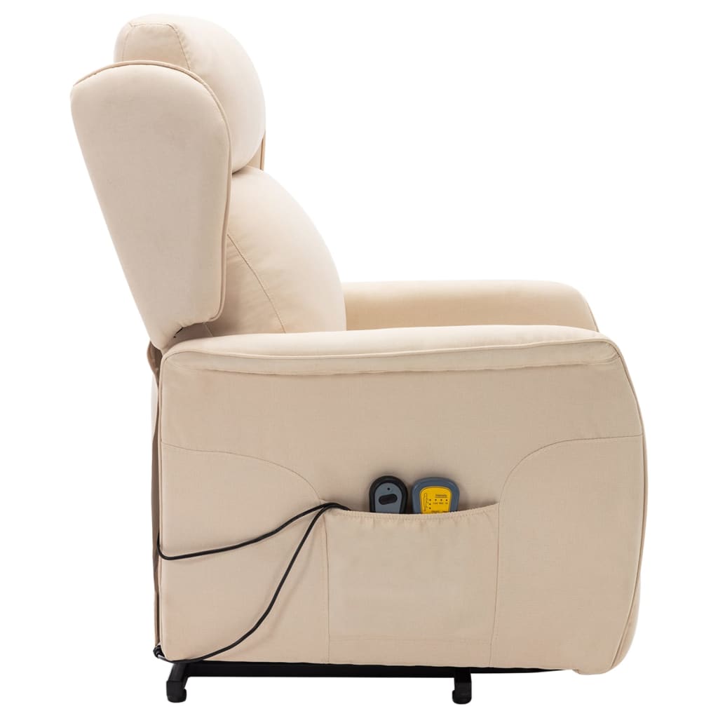 Massagesessel mit Aufstehhilfe Creme Stoff