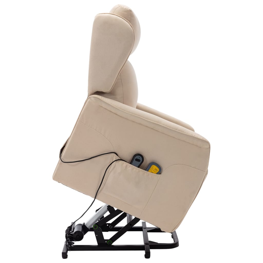 Massagesessel mit Aufstehhilfe Creme Stoff