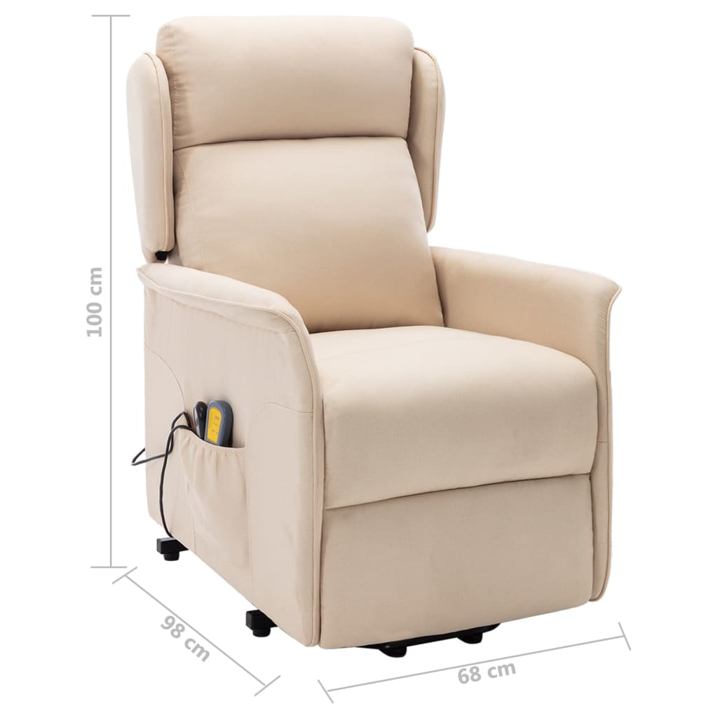Massagesessel mit Aufstehhilfe Creme Stoff