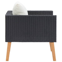 Thumbnail for 1-Sitzer-Gartensofa mit Auflagen Poly Rattan Schwarz