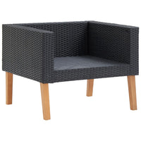 Thumbnail for 1-Sitzer-Gartensofa mit Auflagen Poly Rattan Schwarz