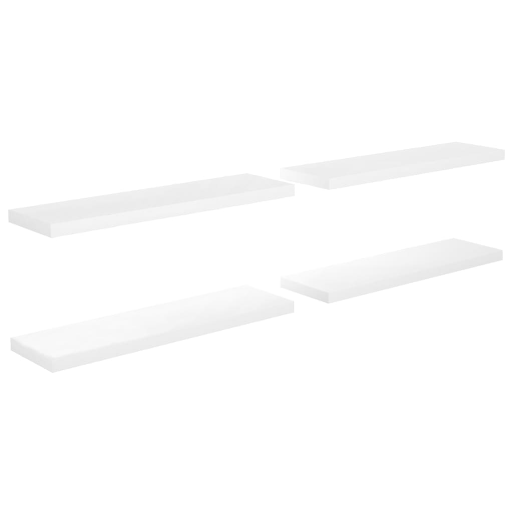 Schwebende Wandregale 4 Stk. Hochglanz-Weiß 90x23,5x3,8cm MDF