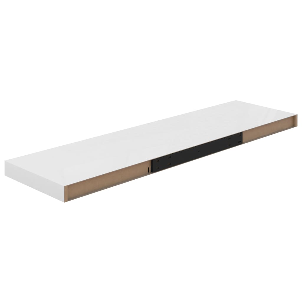 Schwebende Wandregale 4 Stk. Hochglanz-Weiß 90x23,5x3,8cm MDF
