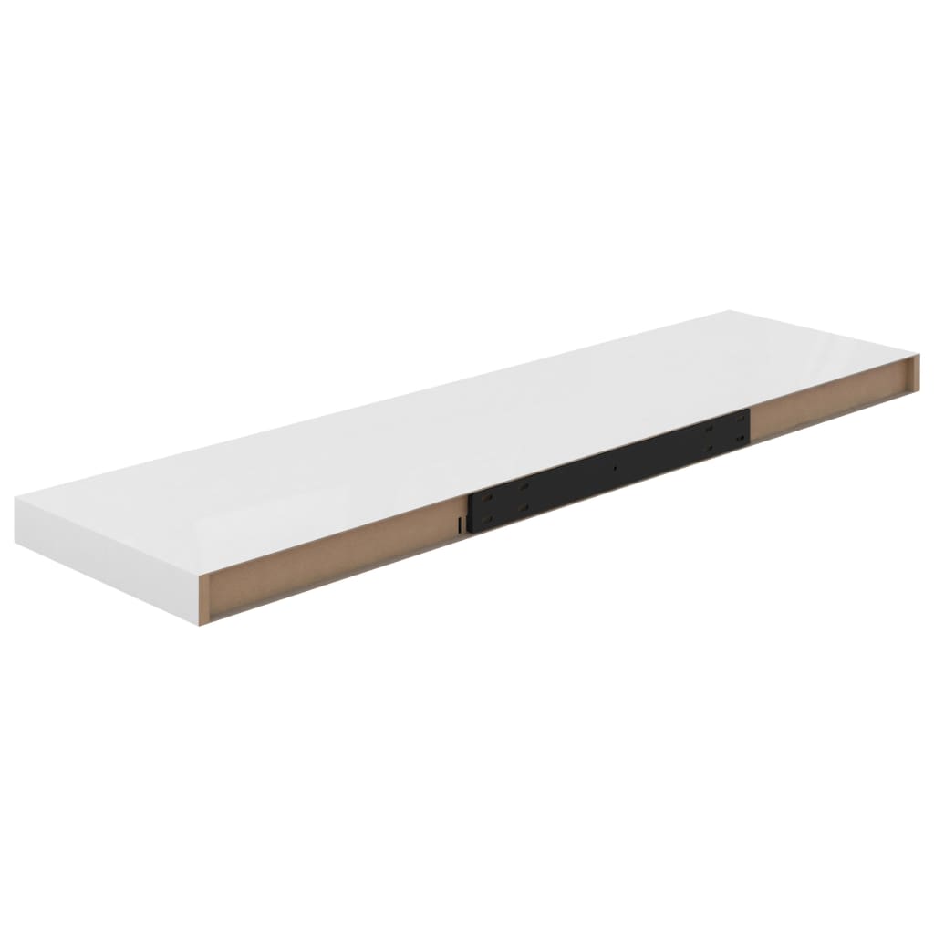 Schwebende Wandregale 4 Stk. Hochglanz-Weiß 90x23,5x3,8cm MDF