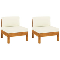 Thumbnail for Mittelsofas 2 Stk. mit Cremeweißen Kissen Massivholz Akazie