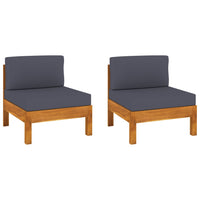 Thumbnail for Mittelsofas 2 Stk. mit Dunkelgrauen Kissen Massivholz Akazie
