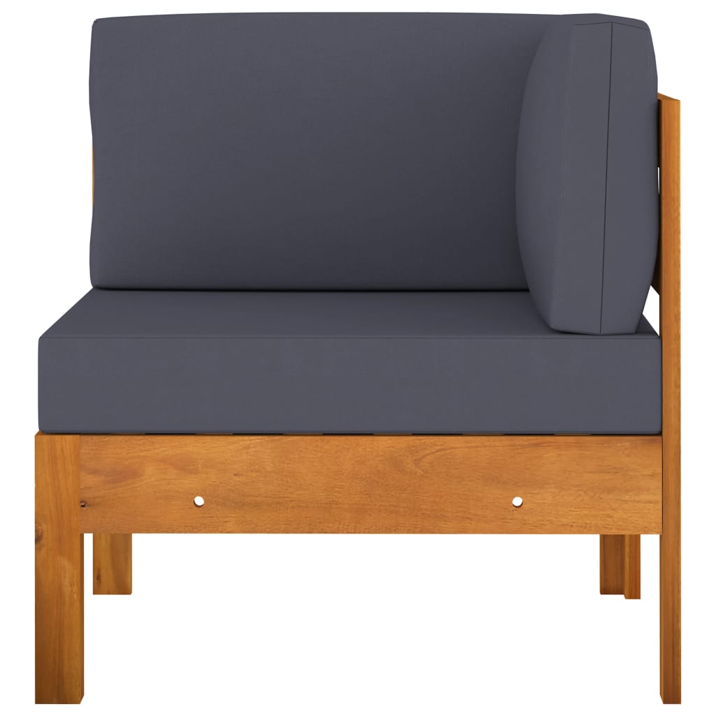 Ecksofa mit Dunkelgrauen Kissen Massivholz Akazie
