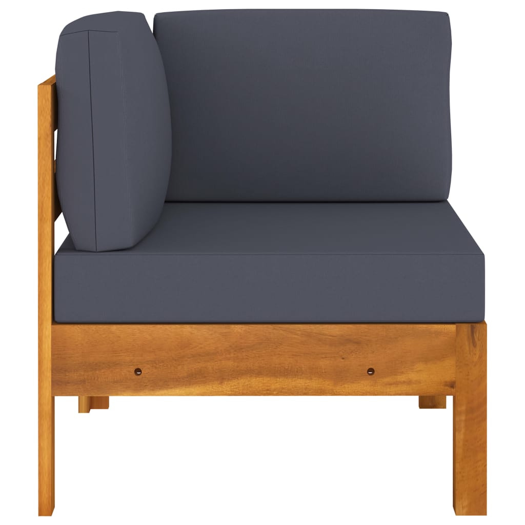 Ecksofa mit Dunkelgrauen Kissen Massivholz Akazie