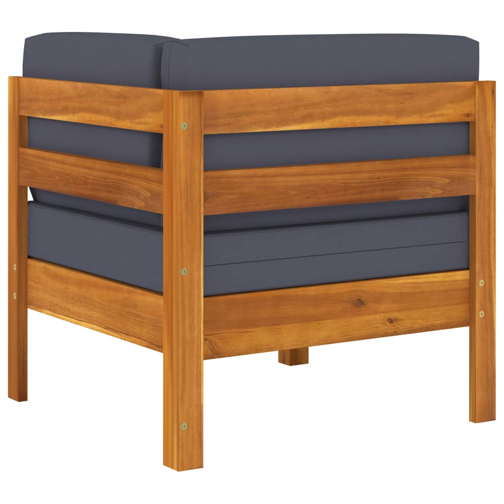Ecksofa mit Dunkelgrauen Kissen Massivholz Akazie