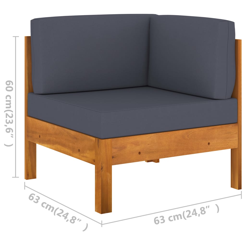Ecksofa mit Dunkelgrauen Kissen Massivholz Akazie