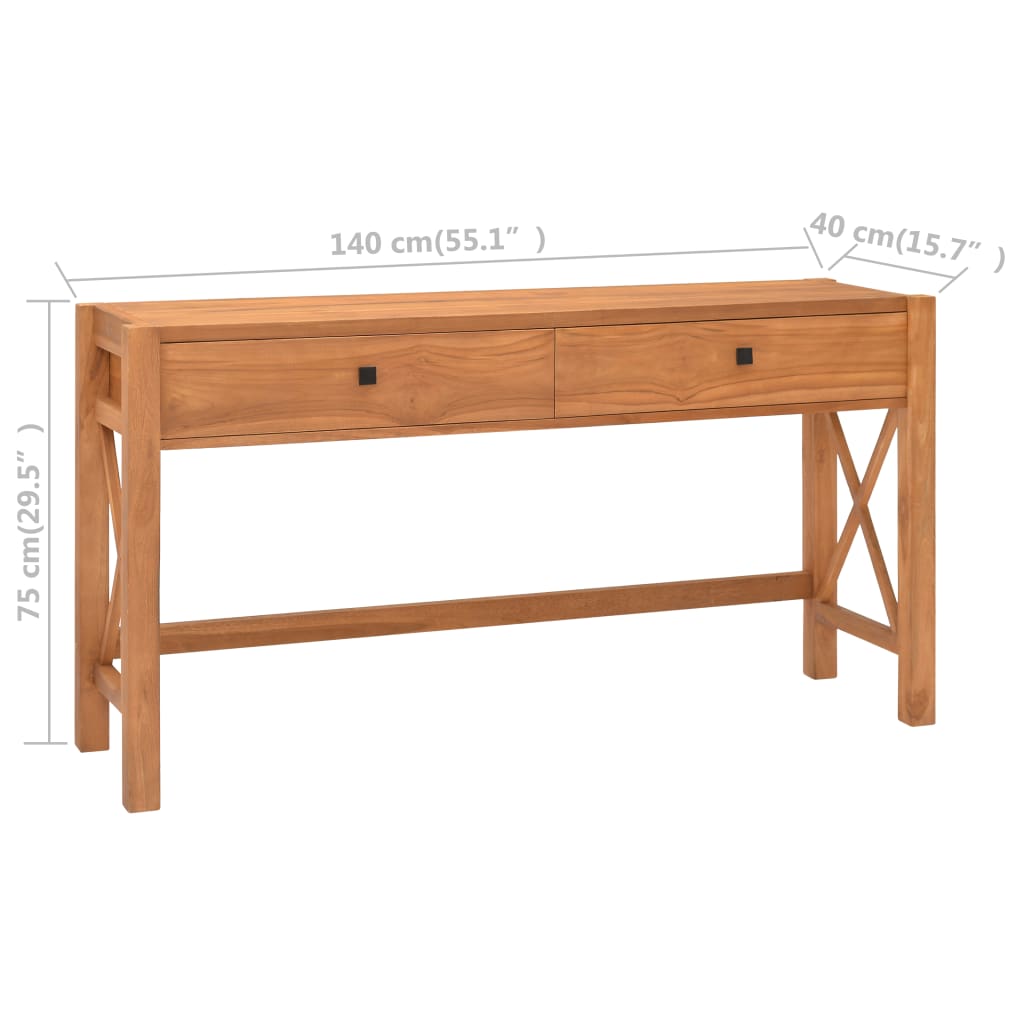 Schreibtisch mit 2 Schubladen 140x40x75 cm Recyceltes Teak