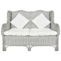 Thumbnail for 2-Sitzer-Sofa Grau Natur Rattan und Leinen