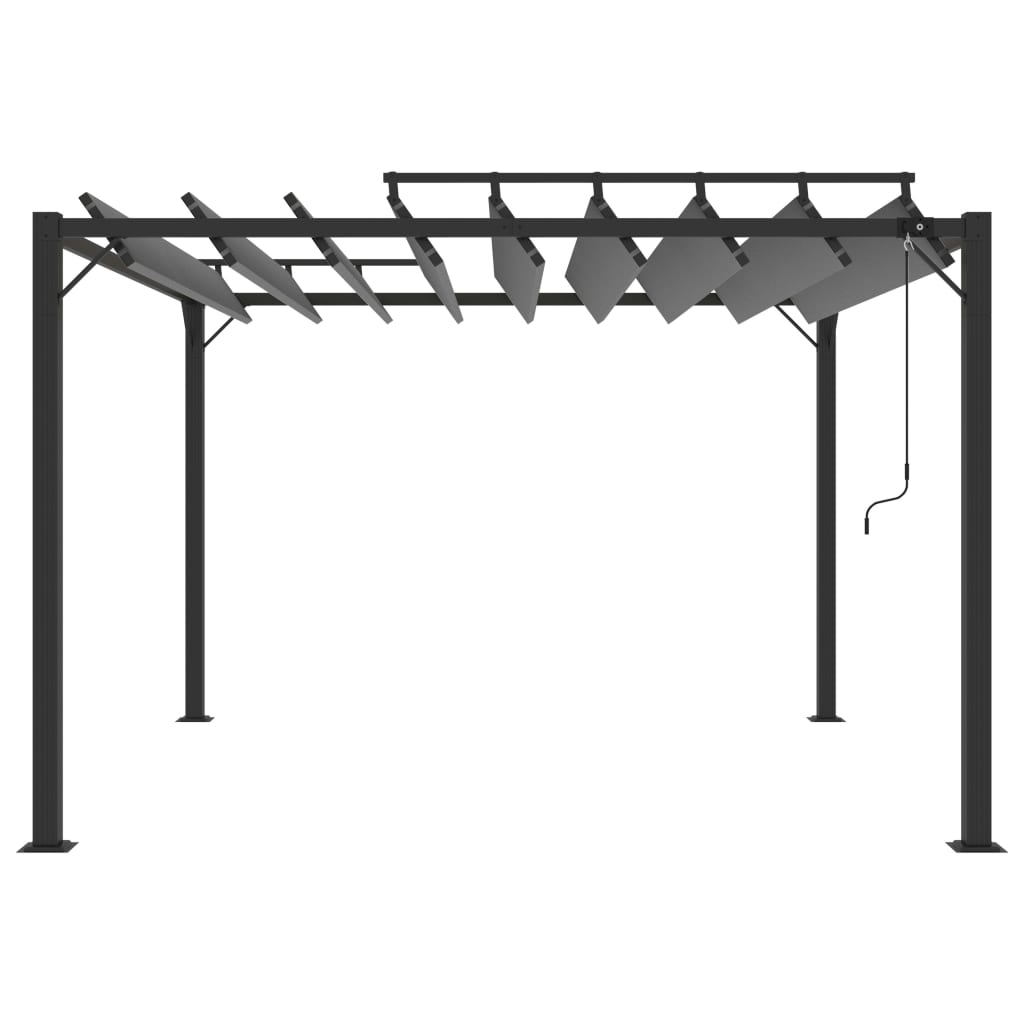 Pavillon mit Lamellendach 3x3 m Anthrazit Stoff und Aluminium