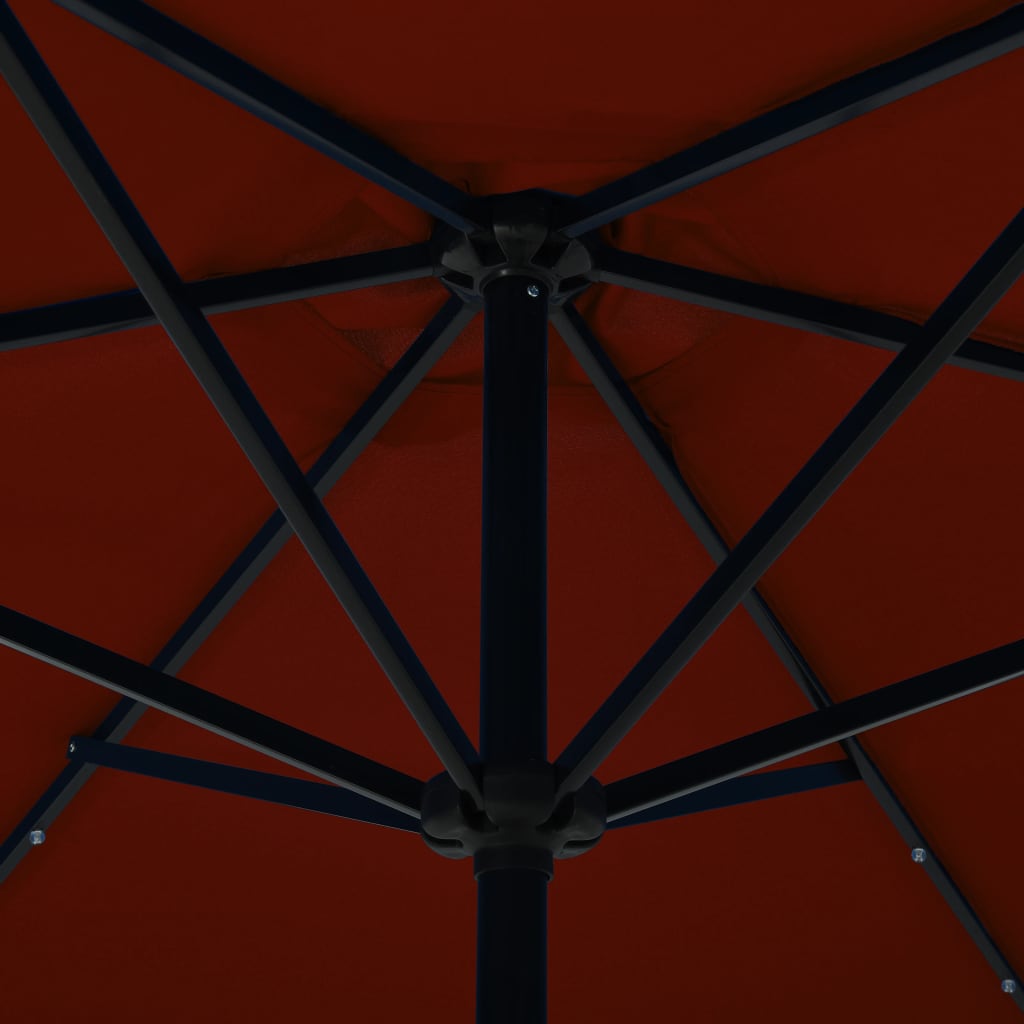 Sonnenschirm mit LED-Leuchten Stahlmast 300 cm Terrakotta-Rot