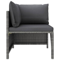 Thumbnail for Modulares Ecksofa mit Kissen Grau Poly Rattan
