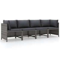 Thumbnail for 4-Sitzer-Gartensofa mit Kissen Grau Poly Rattan