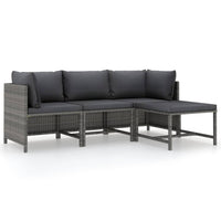 Thumbnail for 4-tlg. Garten-Lounge-Set mit Kissen Poly Rattan Grau