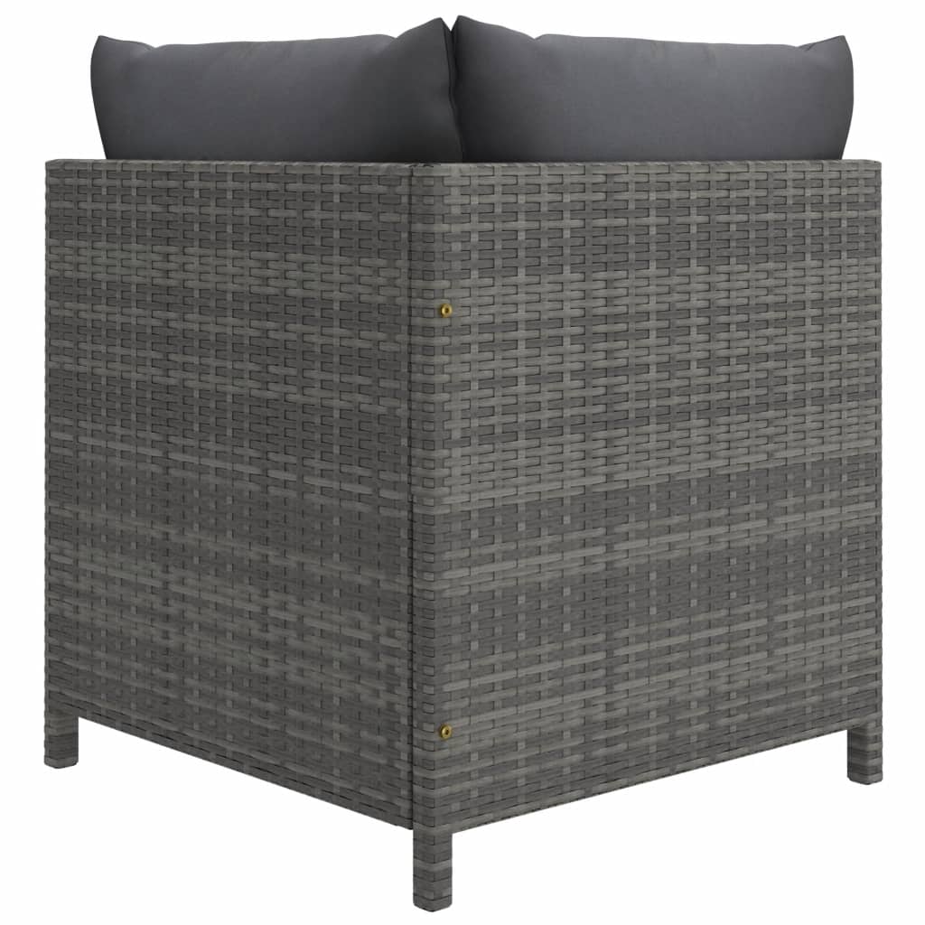4-tlg. Garten-Sofagarnitur mit Auflagen Poly Rattan Grau