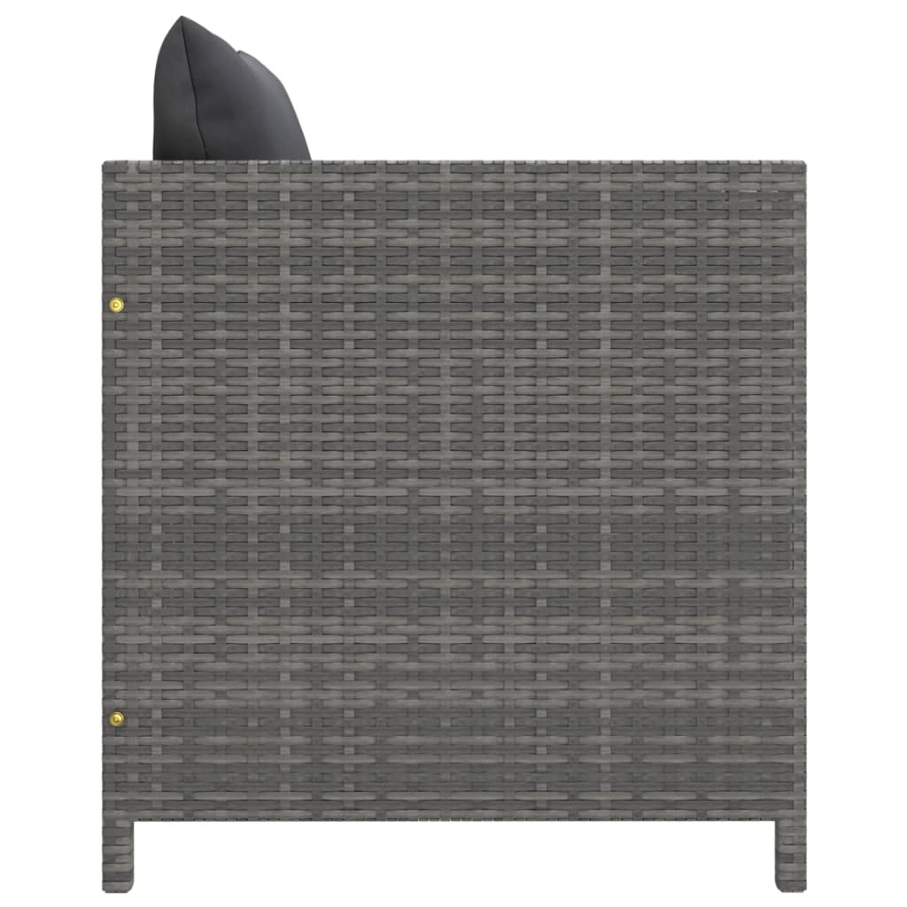 4-tlg. Garten-Sofagarnitur mit Auflagen Poly Rattan Grau