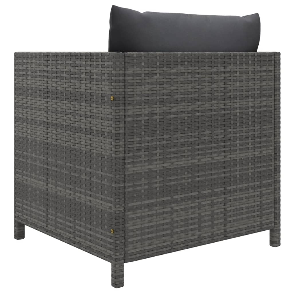 4-tlg. Garten-Sofagarnitur mit Auflagen Poly Rattan Grau