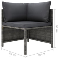 Thumbnail for 3-tlg. Garten-Lounge-Set mit Kissen Poly Rattan Grau