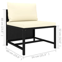 Thumbnail for Modular-Mittelsofa mit Kissen Schwarz Poly Rattan