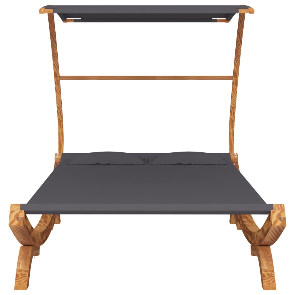 Hängematte mit Dach 165x198x140 cm Bugholz Massiv Anthrazit