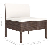 Thumbnail for 6-tlg. Garten-Lounge-Set mit Auflagen Poly Rattan Braun